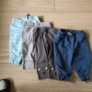 Set of Baby Pants in Blue, Gray, and Stripes